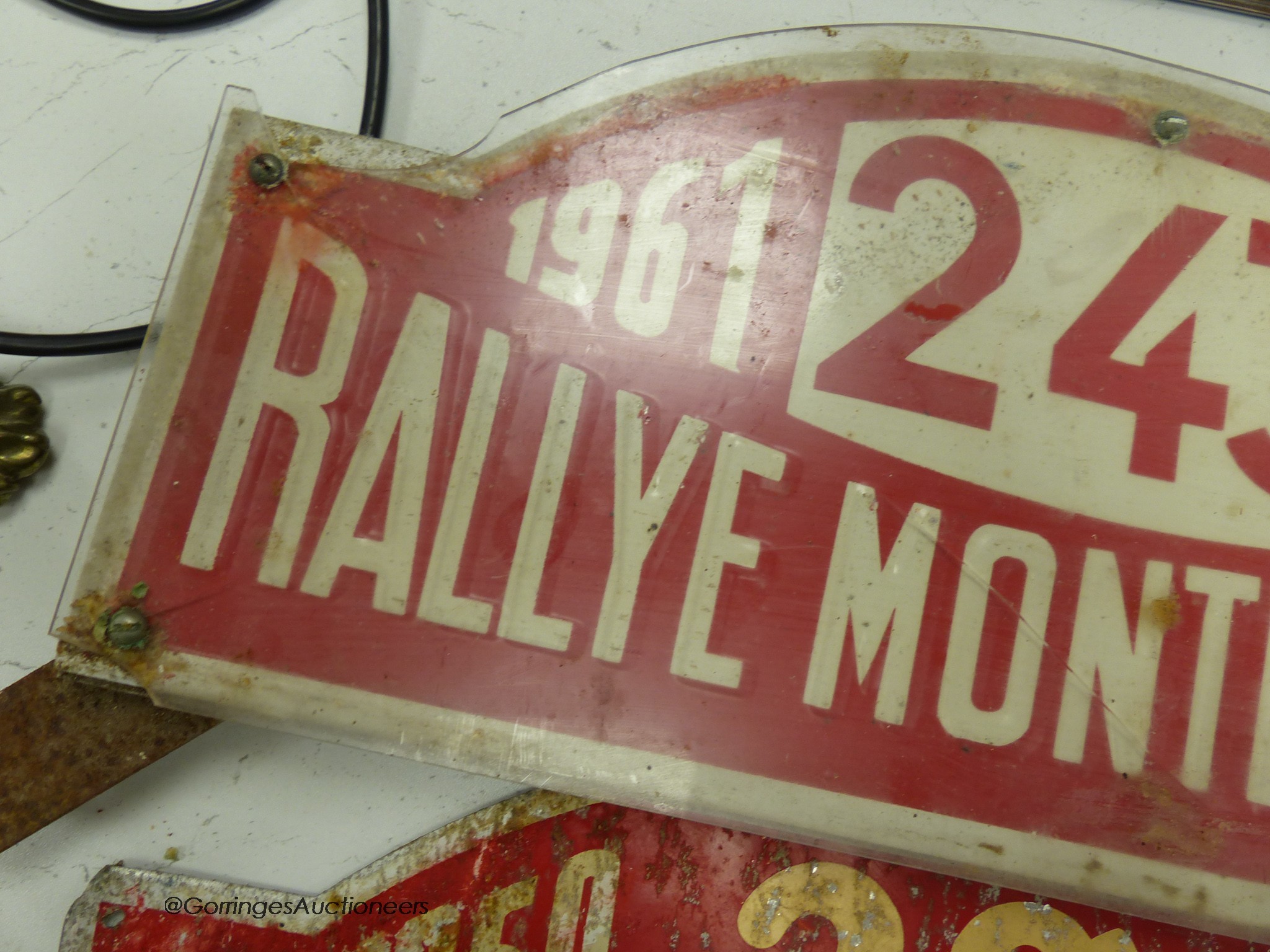 Two Rallye Monte Carlo aluminium rally number, plates, 1960 and 1961